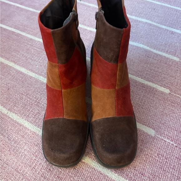 90’s/Y2K Vintage Nine West Suede Colorful Patchwork Ankle Boots - Picture 2 of 10